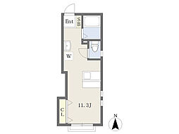 JR京葉線 蘇我駅 徒歩7分の賃貸アパート 1階ワンルームの間取り