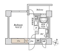 リエス千葉新宿 0508 5階ワンルームの間取り