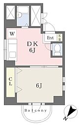 JR総武線 津田沼駅 徒歩10分の賃貸マンション 3階1DKの間取り