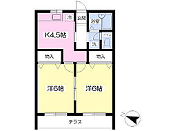 サンシャイン幕張 1階2Kの間取り