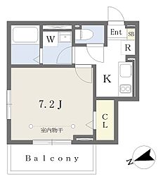 コンフォールドゥ 1Kの間取図画像