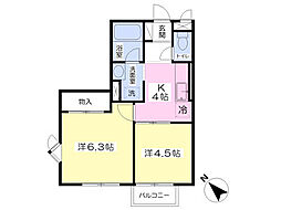 グレイスコートWA棟 2Kの間取図画像