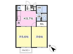 グレイスコートWB棟 2Kの間取図画像