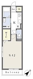 アドラーブル 1Kの間取図画像
