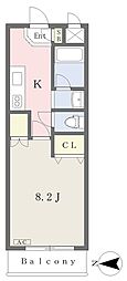 LEO弐拾弐番館 1Kの間取図画像
