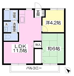 エクセレント富士橋 2LDKの間取図画像