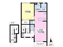 プロミネンス深谷B 1LDKの間取図画像