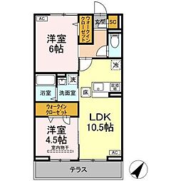 横浜市営地下鉄ブルーライン 港南中央駅 徒歩14分の賃貸アパート 1階2LDKの間取り