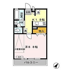 JR京浜東北・根岸線 本郷台駅 徒歩12分の賃貸アパート 2階1Kの間取り