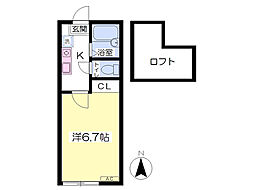 KTエンゼルハウス 1Kの間取図画像