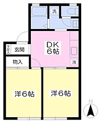 サンライズハイツ 2DKの間取図画像