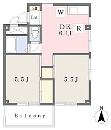 吉川ビル 2DKの間取図画像