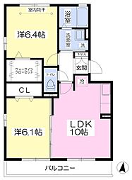 ウェルブラン 2LDKの間取図画像