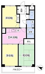 セントラルブルーウッド 3DKの間取図画像