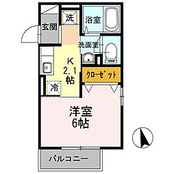アヴニール 1Kの間取図画像