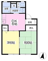 サニーヒル2 2DKの間取図画像