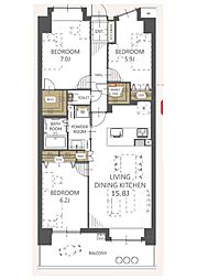 ポートヴィラージュ浦賀A棟 3LDKの間取図画像