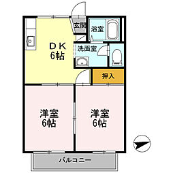 サンロイヤルA 2DKの間取図画像