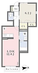 ピュアシャトーU 1LDKの間取図画像