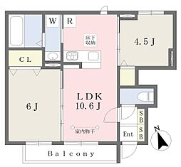 レフィナードWest 2LDKの間取図画像