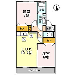 ラマージュ1 2LDKの間取図画像