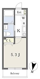 KCB希望が丘 1Kの間取図画像