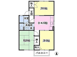 ルミエール桜ヶ丘 3DKの間取図画像