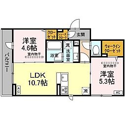 相模原市中央区中央3丁目アパート 2LDKの間取図画像