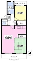 ガーデンホームズ大和 2LDKの間取図画像