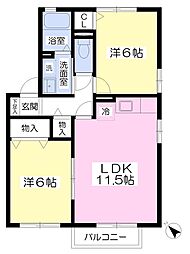 アドレス中原A 2LDKの間取図画像