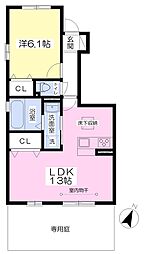 カーサ・フォレスタA 1LDKの間取図画像
