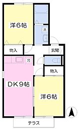ハウスパルC 2DKの間取図画像
