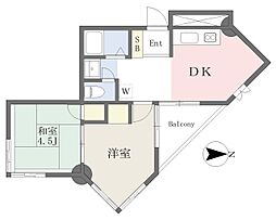 カトル・セゾン 2DKの間取図画像