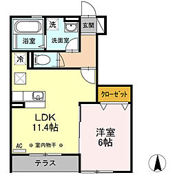 ラピス湘南 1LDKの間取図画像
