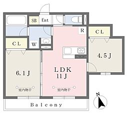 ブラオ湘南 2LDKの間取図画像