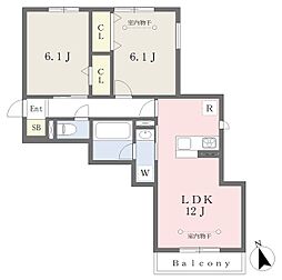 ブラオ湘南 2LDKの間取図画像