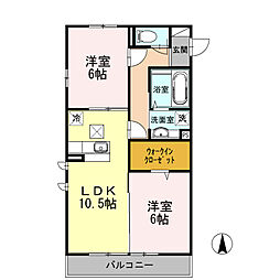 グランメール 2LDKの間取図画像