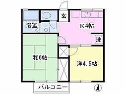 サンローラン太田A 2Kの間取図画像