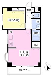 フォレストビュー白旗 1LDKの間取図画像