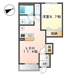 リヴェールK湘南 1LDKの間取図画像
