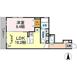 渚 1LDKの間取図画像