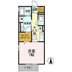 With湘南A 1Kの間取図画像
