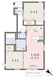 うるは 2LDKの間取図画像