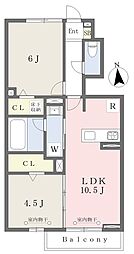 ヴィラルーナ 2LDKの間取図画像