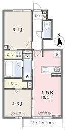 ヴィラルーナ 2LDKの間取図画像