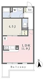 藤沢市長後AP 1LDKの間取図画像