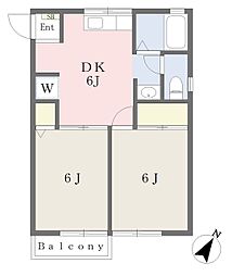 サニーヒルハウス 2DKの間取図画像