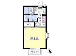 グランシャリオB 1Kの間取図画像