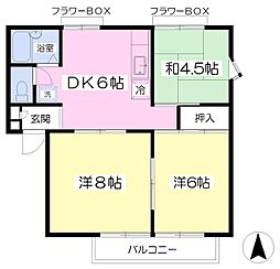 ウイスタリアカーサA 3DKの間取図画像