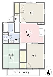 パピヨンツマダA 3DKの間取図画像